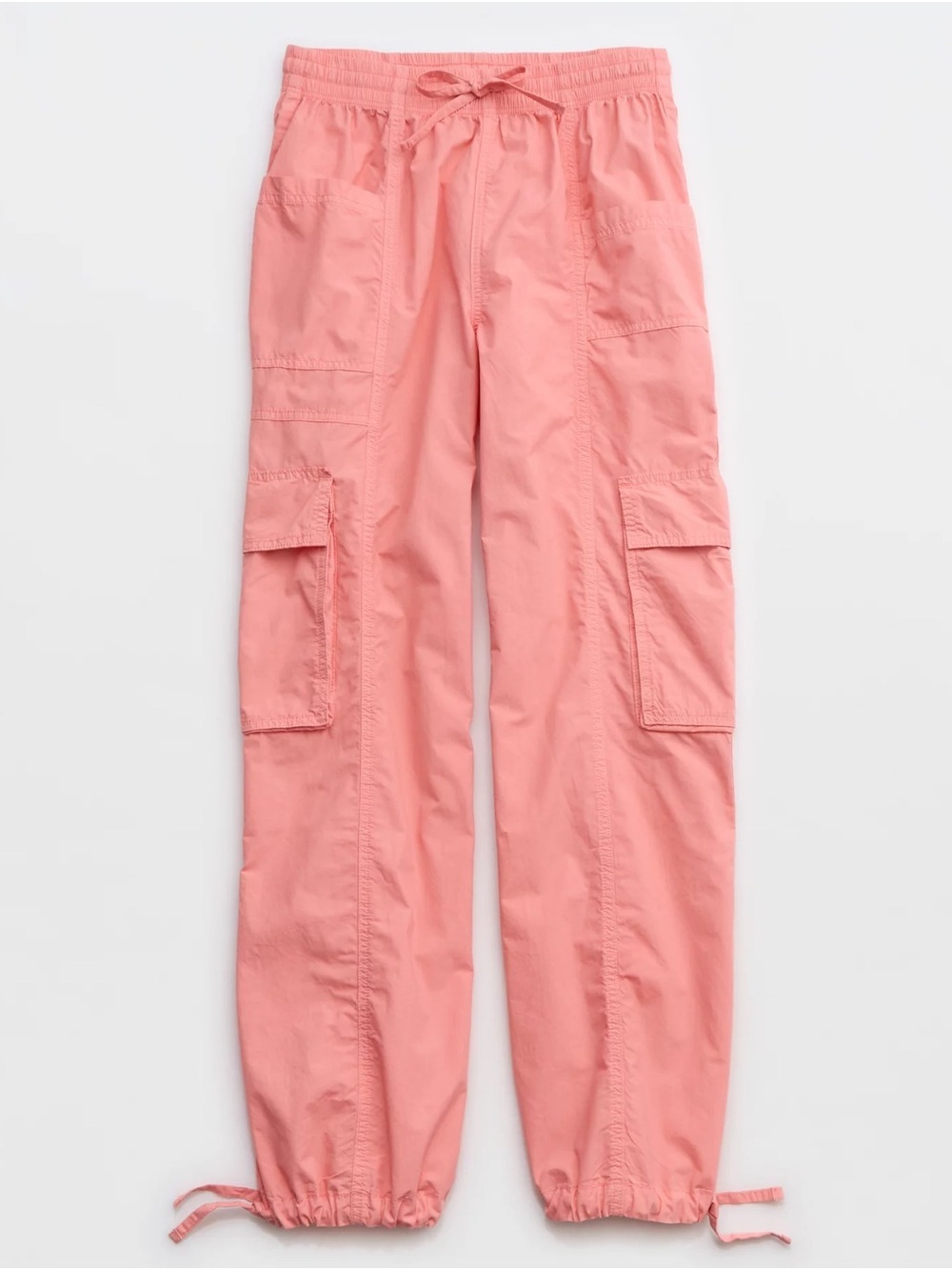 aerie Coral Pink Cargo Jogger Pants with Drawstring Waist